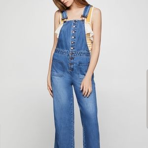 BCBG Button Front Denim Overalls